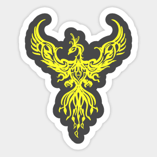 Phoenix Fantasy Fire Bird Tribal Style Art Yellow Sticker